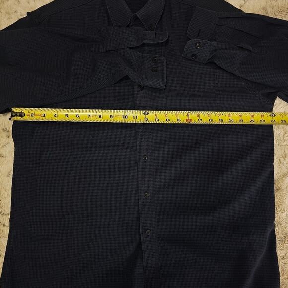 LL Bean Men's Collared Button Up Cotton Shirt Blue & Black XL - Picture 12 of 12